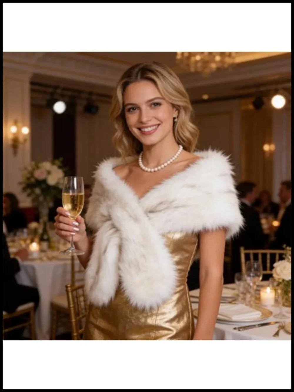 Faux Fur Shawl Wrap Stole Scarf for Women Evening Wedding